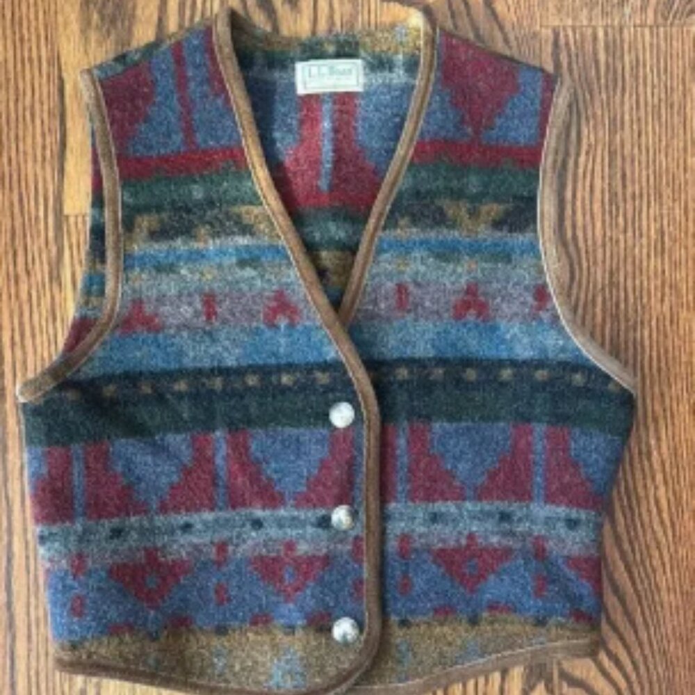 Vintage L.L. Bean Multicolor Wool Vest - M